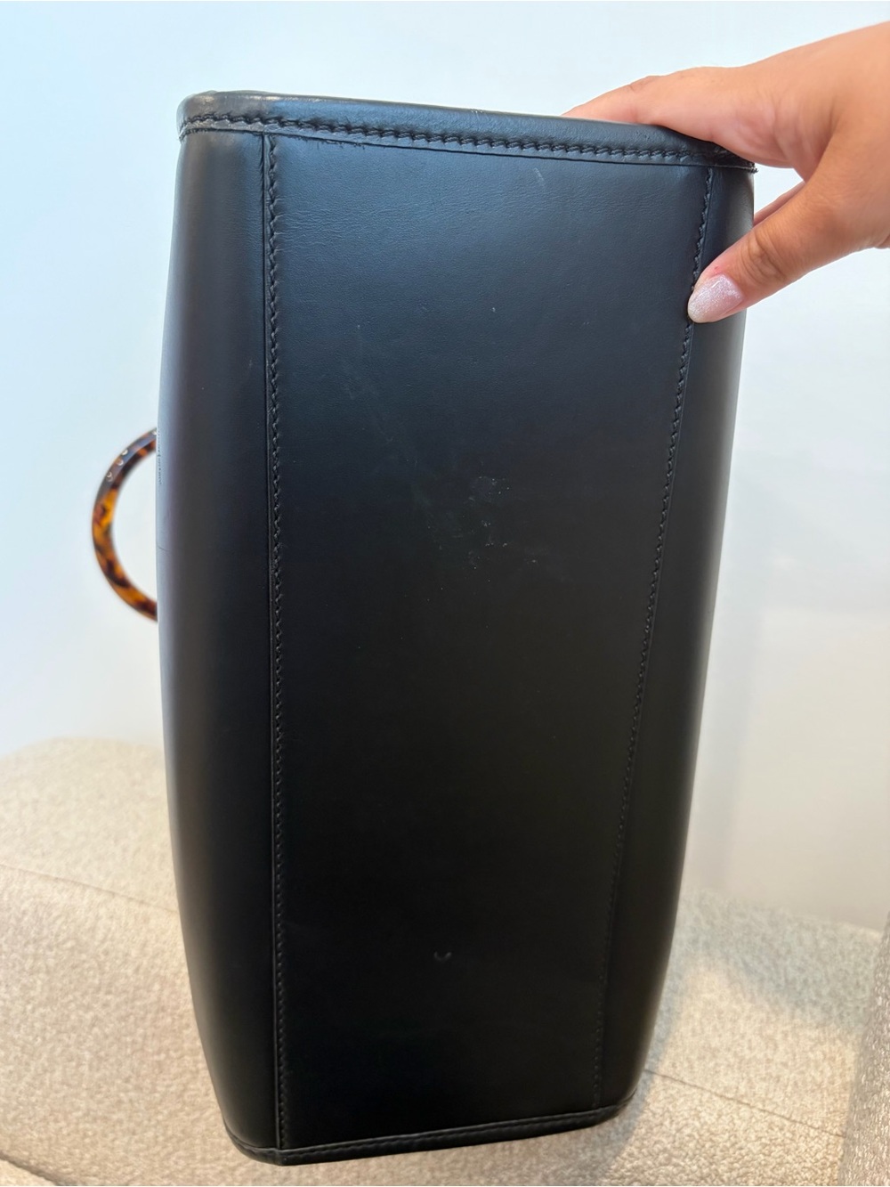Medium Fendi Sunshine Tote with Tortoiseshell Handles Black Leather - Picture 13 of 14